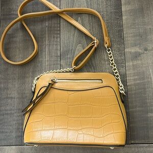 Croc-Embossed Mustard Crossbody Bag